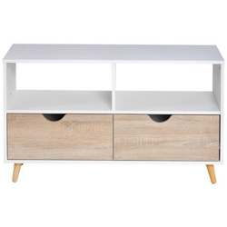 Mobiletto Porta Tv In Legno Design Moderno Con 2 Cassetti E 2 Ripiani Bianco E Color Legno características