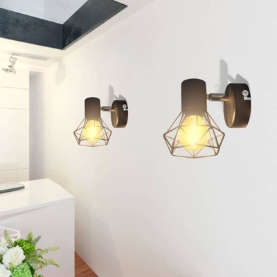 2 Applique giardino con reticolo stile industriale nero lampadina LED - VIDAXL