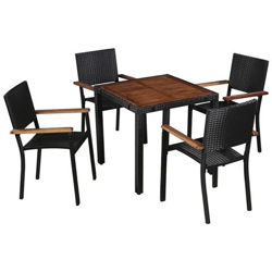 Set Da Pranzo Esterni 5 Pz In Rattan E Legno Massello D'acacia características