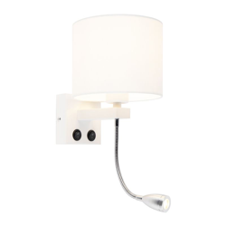 QAZQA Applique con braccio flessibile brescia - Moderno - Metallo,Tessuto - Bianco - Tondo Non sostituibile Max. 1 x 1 Watt precio