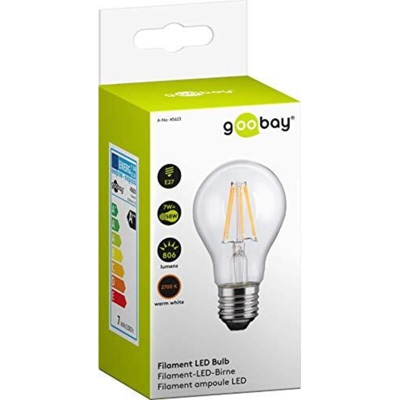 Goobay Lampadina LED E27 Bianco Caldo 7W con Filamento Classe A++