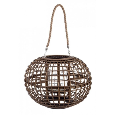 Lanterna con manico da esterno nero in bamboo decorazione per giardino -h26cm - ANDREA BIZZOTTO