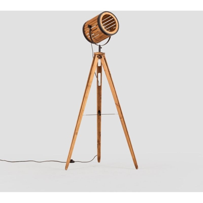 Lampada da terra treppiede in bambù Black&Natural Metallo - Sklum