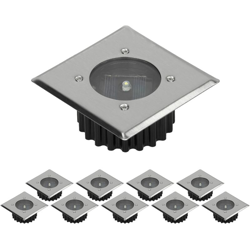 10x LED-142 Faretto LED Faretto da Incasso Quadrato - Acciaio Inox - IP67 - per Terrazza - Lampada da Terra per Esterni - Ecd Germany en oferta