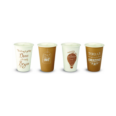 Set 4 Mug Caffè 350Ml In New Bone China Accessori Tavola Cucina - WD LIFESTYLE