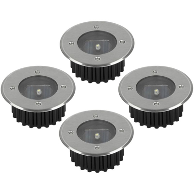ECD Germany Set 4 Pezzi Farretto LED Pavimento Lampada Da Terra Luce Spot Acciaio Inox - IP67- Alimentazione Solare Faretti da Incasso