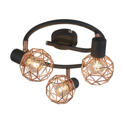 QAZQA Faretto mesh - Design - Acciaio - Nero/Rame - Tondo Max. 3 x Watt en oferta