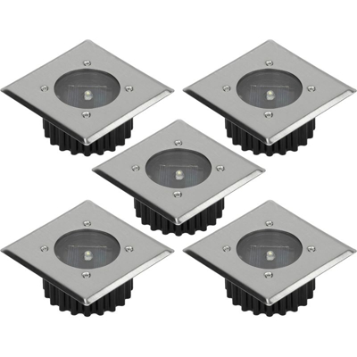 5 x Faretti LED da Incasso a Pavimento in Acciaio Inox / Vetro Impermeabile IP67 Faretto LED da Incasso Quadrato per Esterno Faretti da Terra Solari