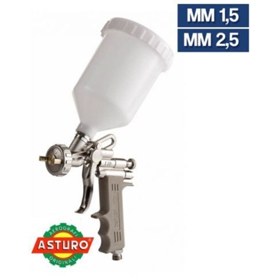 Asturo - AST0013215 - Aerografo Convenzionale Manuale Superiore A Bassa Pressione Modello E70 - Ugello Ã 1,5 Mm - Serbatoio In Nylon Da 500 Cc