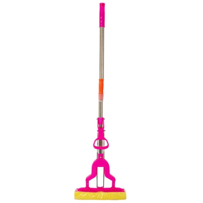 Asupermall - Manico in acciaio inossidabile rosa (mop in spugna giallo / grigio spedizione casuale)