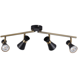 faretto parete mileno 220-240 volt 4 luci CE GU10 IP20 interno nero-oro orientabile kan 29118 - KANLUX precio