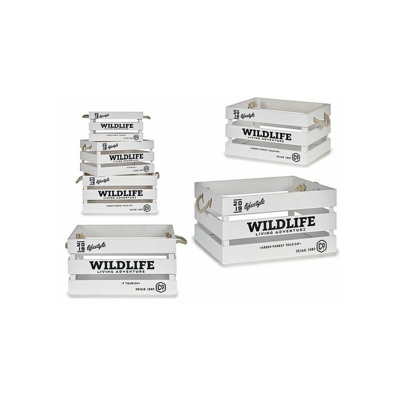 Scatola Bianco Legno Legno (3 Pezzi) (30 x 20 x 40 cm) - BIGBUY HOME