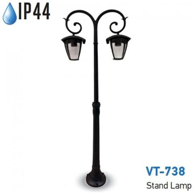 Palo Da Giardino 141 Cm Lampione Segnaviali Da Terra 2 X E27 Ip44 Esterno Vt-738 7061