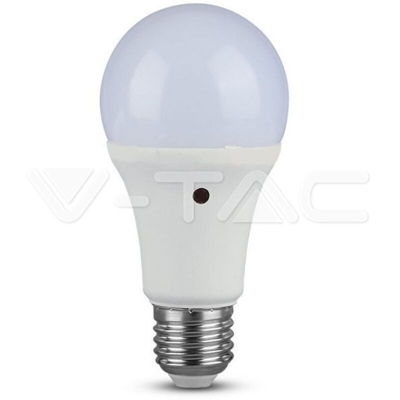 V-tac - Lampadina a LED E27 A60 9W 6000K° con Sensore crepuscolare in Termoplastica