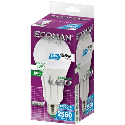 Ecoman Led Goccia 24W 6000K E27 Fredda