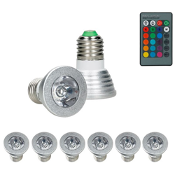 ECD Germany 6 x Spot Lampadina LED E27 Lampadina a LED RGB 16 Colori 3W Faretti LED Lampadine per Faretti Spot LED E27 con Telecomando 24 Tasti Spot precio