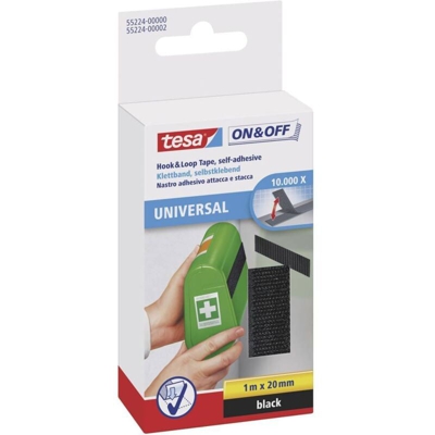 On & Off Velcro 20 Millimetri Nero Universale 1M X - Tesa