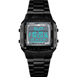 Strap SKMEI 1381 uomini Analogico Digitale vigilanza di modo casuale di sport orologio da polso 2 Tempo 5 Allarme 3ATM impermeabile in acciaio inox precio