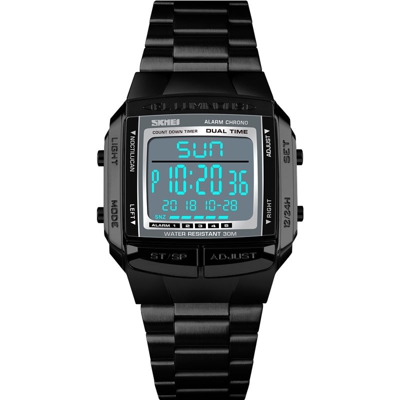 Strap SKMEI 1381 uomini Analogico Digitale vigilanza di modo casuale di sport orologio da polso 2 Tempo 5 Allarme 3ATM impermeabile in acciaio inox