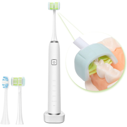 Asupermall - Spazzolino elettrico ad ultrasuoni intelligente con 2 testine di ricambio bianche características