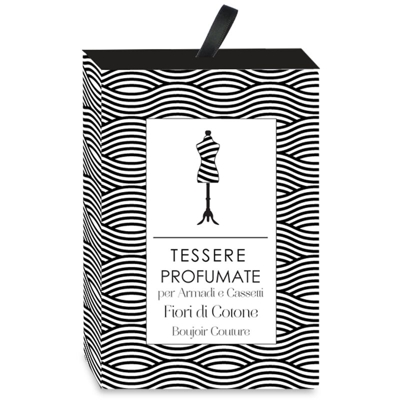 Boujoir Couture BC52 - 2 Tessere Profumate per Armadi e Cassetti - Fiori Di Cotone - AMBIENTE & PROFUMI