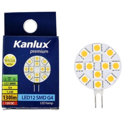 Lampadina piatta G4 1,5W 12VDC bianco caldo - KANLUX