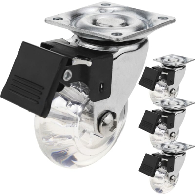 Rotelle pivotanti ruote industriale di poliuretano e PVC trasparente com freno 50 mm 4-pack - Primematik