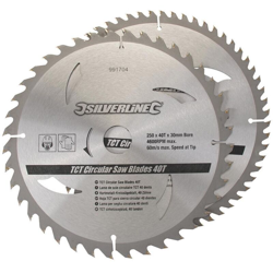 991704 2 Lame Circolari, TCT 40 e 60 Denti, 250 x 30, Anelli di Riduzione 20, 16 mm - Silverline en oferta