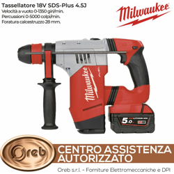 Tassellatore milwaukee m18chpx-502x fuel sds-plus 4j 18v 5ah litio 4 modalita en oferta