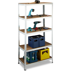 Relaxdays - 10020717 Scaffale Componibile, Alluminio, Legno MDF 180x90x45 cm, Capacità di Carico 1325 kg, 5 Ripiani, Grigio precio