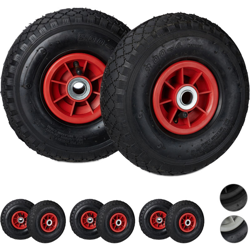 Relaxdays - Set da 8 Ruote 3.00-4 per Carriola, ad Aria, 260x85 mm, Cerchione in Plastica, max 80 kg, Nero-Rosso precio