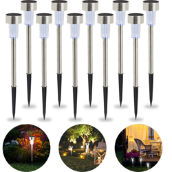 Set da 10 Lampade Solari a LED, Impermeabili, per Giardino, Balcone, in Acciaio Inox, Luce Bianca Argento - RELAXDAYS características