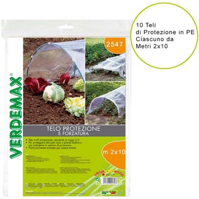 10 Teli Di Protezione Per Orto In Pe Trasparente Ciascuno Metri 2x10 Verdemax