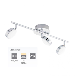 SALTO Barra da parete/plafone 4W LED in Acciaio, Cromo/Plastica, Satinato [Classe di efficienza energetica A+] - Eglo en oferta