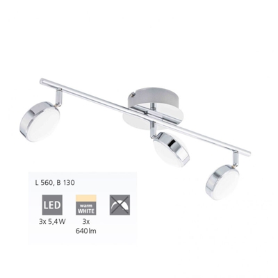 SALTO Barra da parete/plafone 4W LED in Acciaio, Cromo/Plastica, Satinato [Classe di efficienza energetica A+] - Eglo