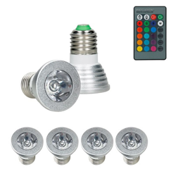 ECD Germany 4 x Spot Lampadina LED E27 Lampadina a LED RGB 16 Colori 3W Faretti LED Lampadine per Faretti Spot LED E27 con Telecomando 24 Tasti Spot en oferta