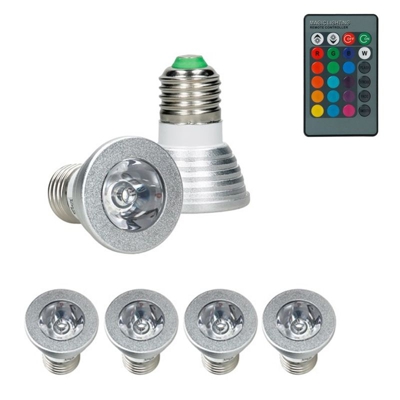 ECD Germany 4 x Spot Lampadina LED E27 Lampadina a LED RGB 16 Colori 3W Faretti LED Lampadine per Faretti Spot LED E27 con Telecomando 24 Tasti Spot