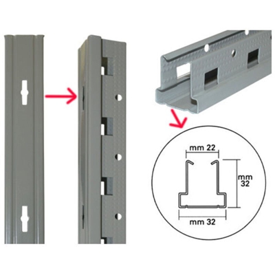 FR - Montanti lb1 per scaffalature a gancio h 250 montante angolare scaffali