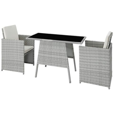 Salottino In Rattan Losanna - Grigio Chiaro