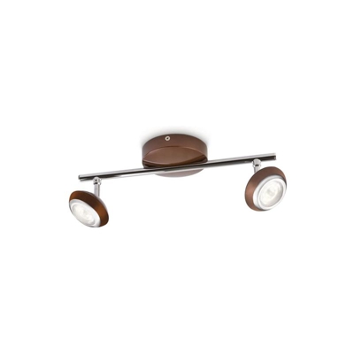LM Spot LM Barra spot 2 luci LED metallo marrone con dettaglio cromo - PHILIPS