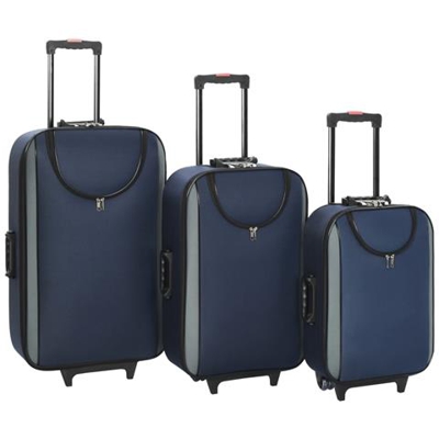 Valigie Trolley Morbide 3 Pz Blu Marino In Tessuto Oxford