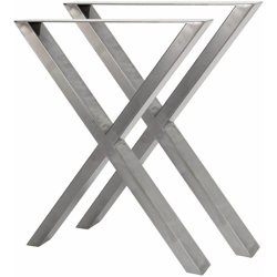 HMLT-3 Set di 2 gambe tavolo in acciaio grezzo verniciato formato X, gambe tavolo in metallo 60x72cm - Bc-elec en oferta