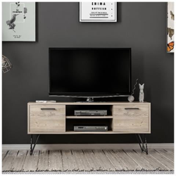 Mobile Porta Tv Almira Moderno - Con Ante, Ripiani - Da Salotto - Nero In Legno, 120 X 35 X 50 Cm precio