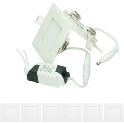 6 x Pannello LED Ultraslim Luci da Soffito Sottile 7x7 cm SMD 2835 3W Bianco Freddo 6000K 220-240V circa 131 Lumen Plafoniera da Incasso a Soffitto características