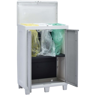 Pattumiera da Giardino con 3 Sacchi Grigio Chiaro 65x38x102 cm - ASUPERMALL