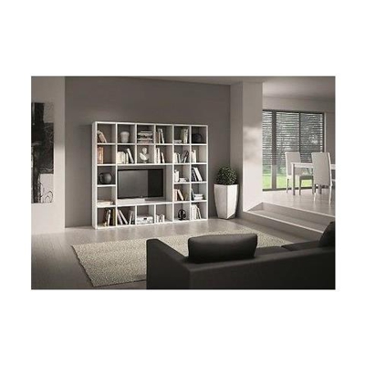 Libreria Parete Moderno Soggiorno Porta Tv Legno Bianco Frassinato Componibile