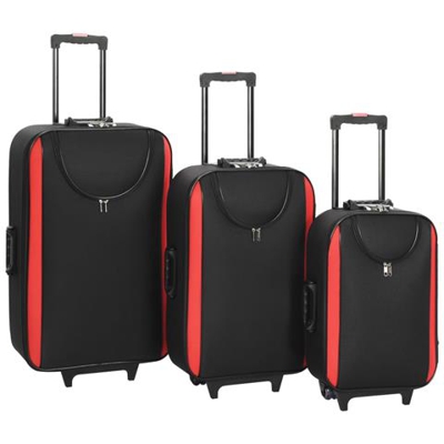 Valigie Trolley Morbide 3 Pz Nere In Tessuto Oxford