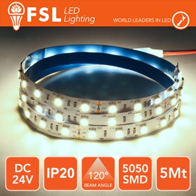 FSL - striscia 60 led 24 volt 5 mt A+ IP20 bianco freddo si lif fls5024v20ip65k