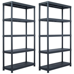 Scaffali 2 pz Nero 250 kg 80x40x180 cm in Plastica - VIDAXL en oferta
