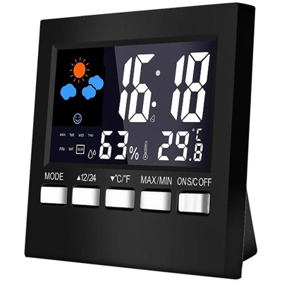 La temperatura della stazione meteo igrometro termometro digitale LCD Moisture Meter casa a tempo di allarme orologio date previsioni del tempo